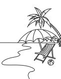 Розмальовка Літній пляж | Розмальовки для дітей друк онлайн